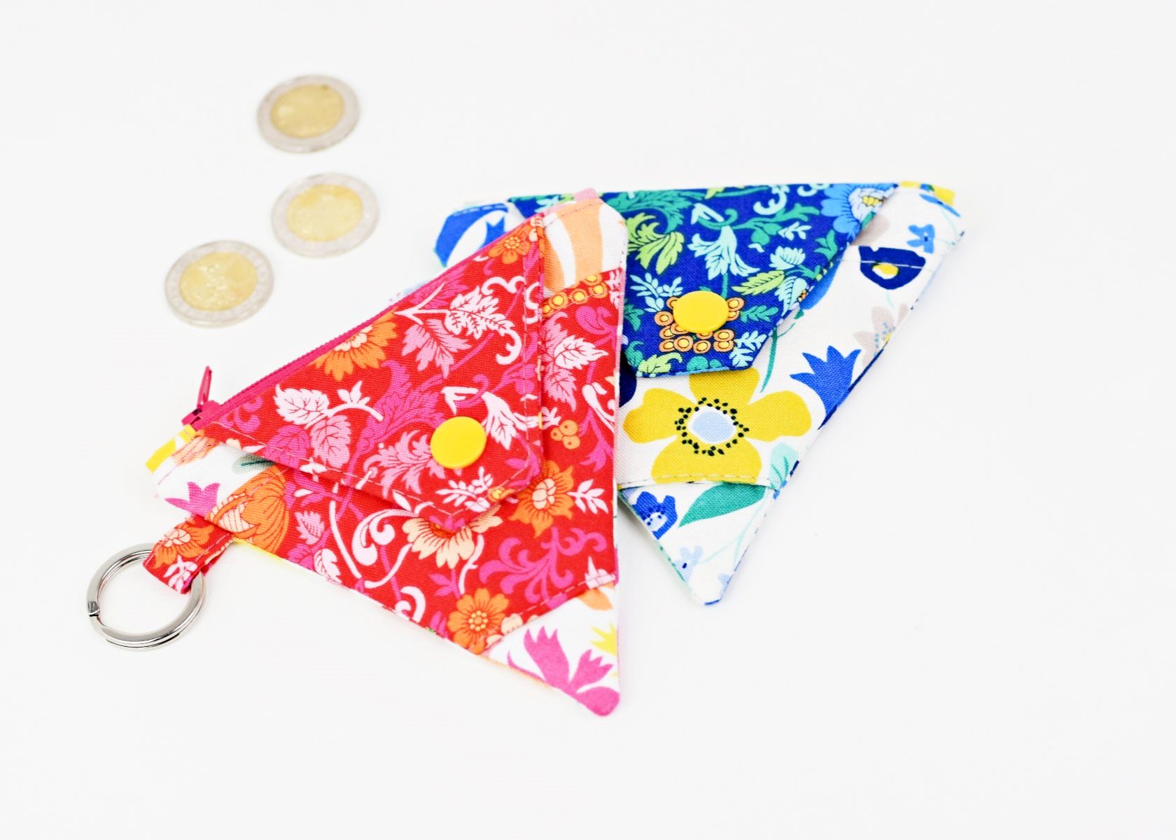 small coin purses on a white background