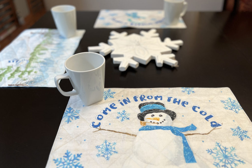 Winter placemats from the January Monthly Placemat Panel by Tara Reed for Riley Blake Designs