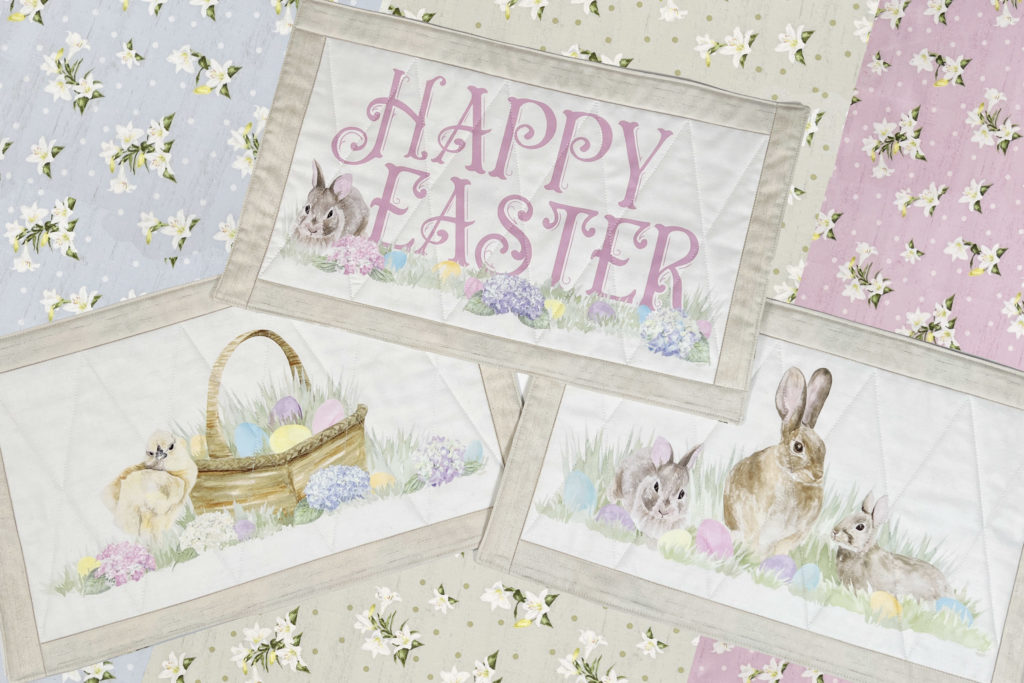 Happy Easter placemats and Easter lily fabric by Tara Reed 