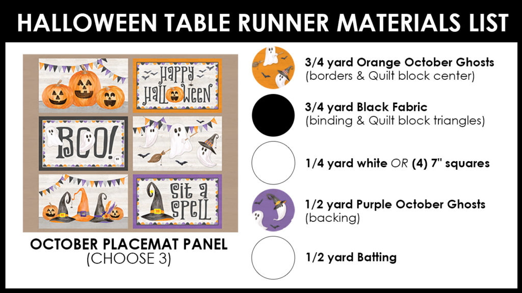 materials list for Halloween table runner